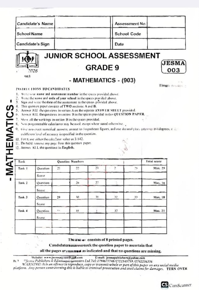 grade 9 exams 2026 juniour school questions and answers download